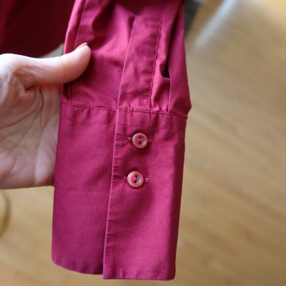 Hugo Boss button front long sleeve red blouse size 34 cotton blend womens - Picture 10 of 14